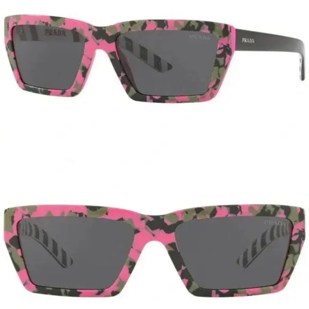 PRADA Pink and Green Sunglasses with Camouflage Design